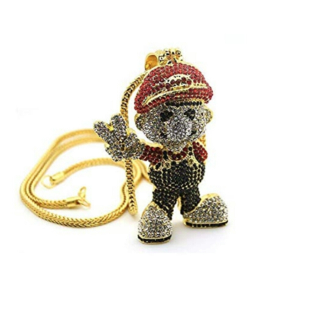 Super Mario Necklace Diamond Chain Gold Hip Hop